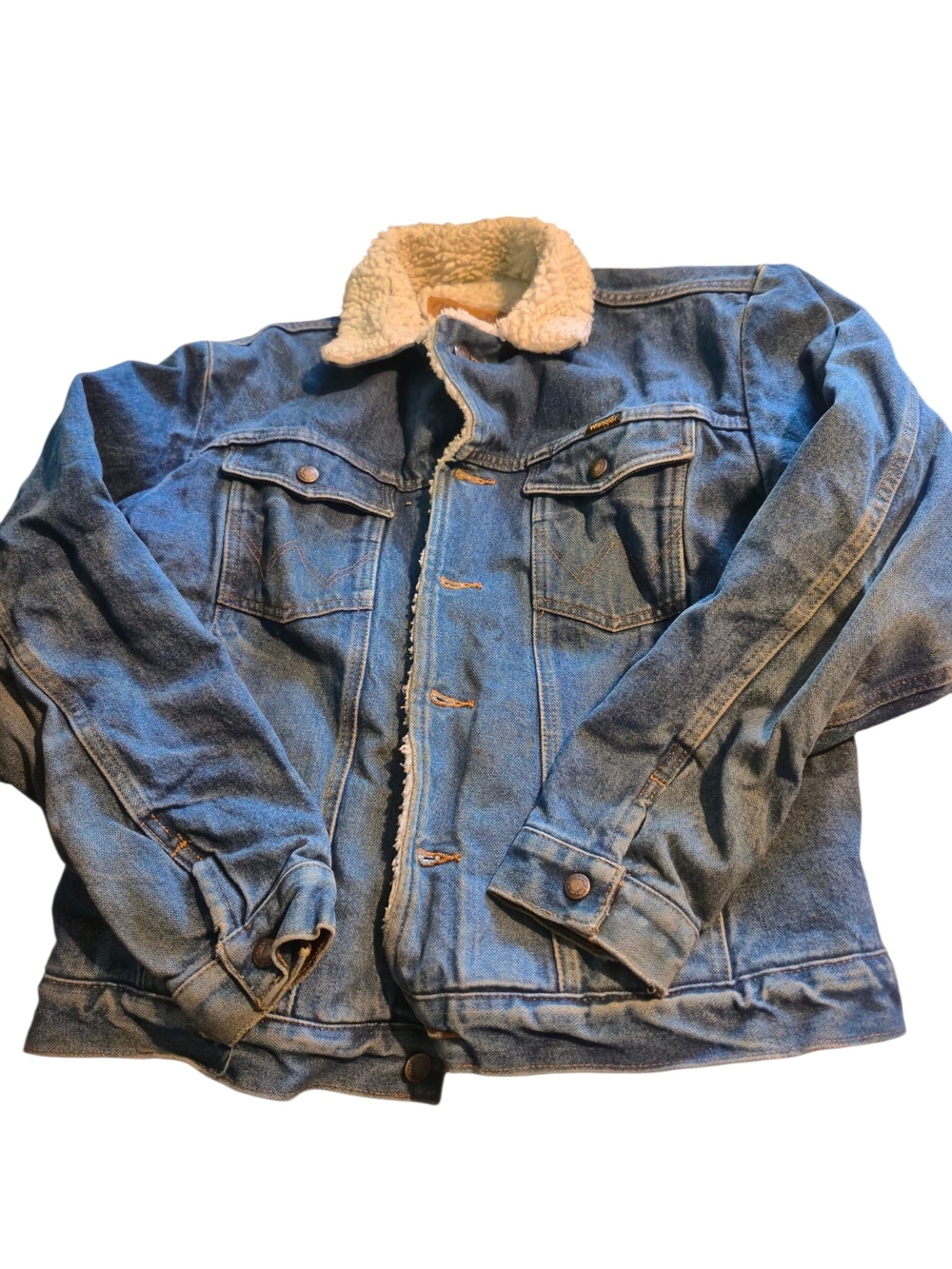 Wrangler Men's Light Blue Sherpa-Lined Denim Jacket